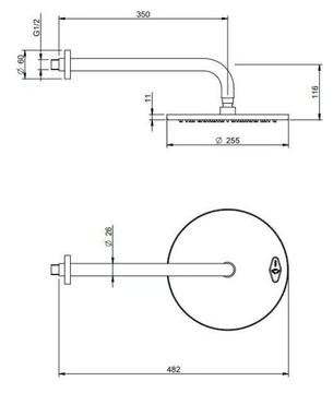 3.6 - Wall-mounted round stainless steel overhead shower by Rubinetterie Treemme - view 3
